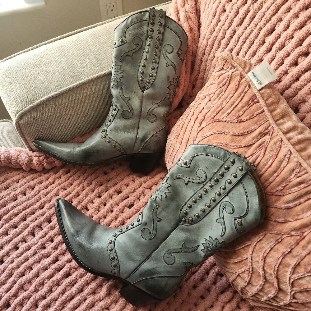 Stetson Gray Embellished Heeled Boots